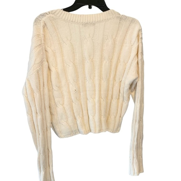 J.Crew Cable-Knit V-Neck Crop Sweater Sz L NM613 - Picture 7 of 13